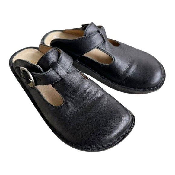 Alegria Women's Sz 37 (US 6.5) Black Leather Mule Clogs ALG-601 Buckle Comfort - Picture 1 of 9